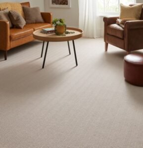 Beige Herringbone Flatweave Carpet