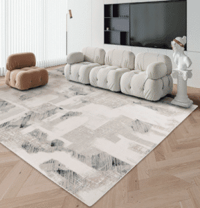 Light Abstract Geometric Flatweave Carpet