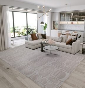 Beige Textured Geometric Flatweave Carpet
