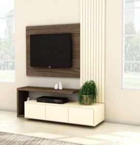 Combination Floating TV Stand with Storage displays versatile design, multi-layer layout, add utility charm to functional living spaces with its practicality.