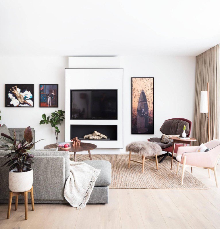 Minimalist Fireplace TV Stand boasts clean lines, sleek design, add refined charm to modern living spaces with its minimalist aesthetic.