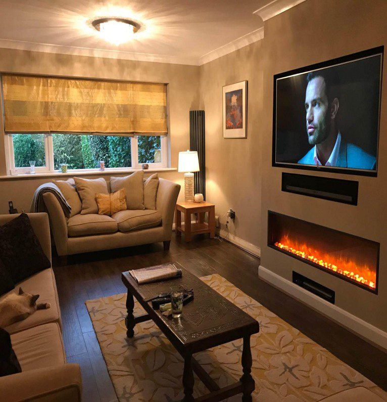 Traditional Fireplace TV Stand features classic design, warm finish, create inviting ambiance in cozy living spaces with its timeless style.