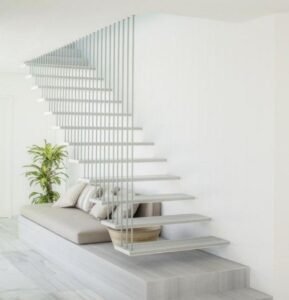 Light Gray Metal Floating Staircase
