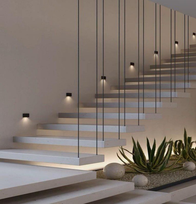White Floating Staircase
