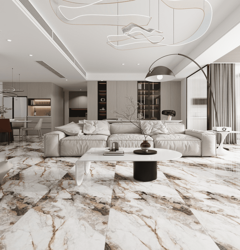 Beige Brown Textured Glazed Porcelain Tile