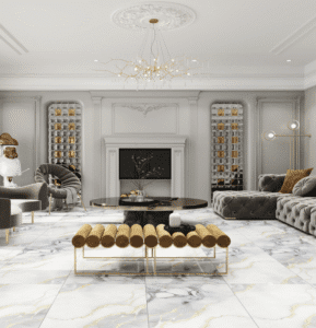 White & Grey Glazed Porcelain Tile