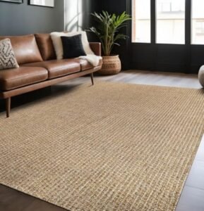 Beige Textured Indoor Outdoor Carpet