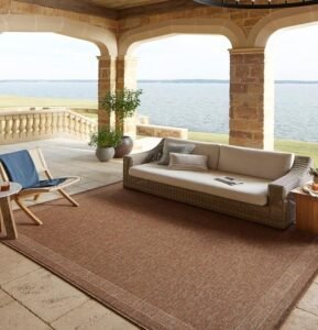 Brown Bordered Indoor Outdoor Carpet