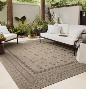 Grey Geometric Indoor Outdoor Carpet
