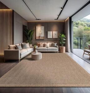 Beige Herringbone Indoor Outdoor Carpet