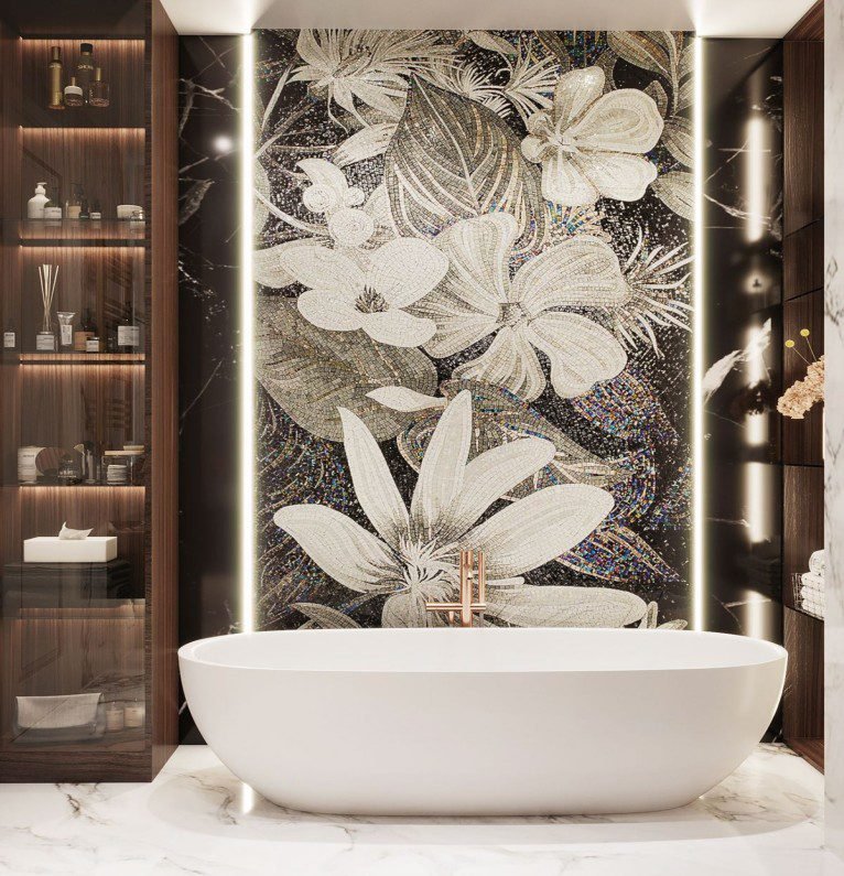 Backlit Floral Mosaic Tiles