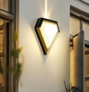 Diamond Shape Black Gold Outdoor Light