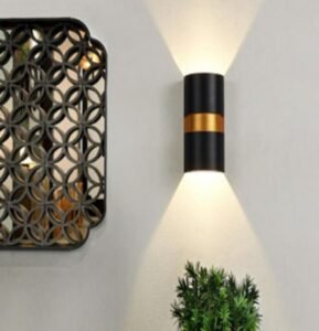 Cylindrical Gold Accent Outdoor Light