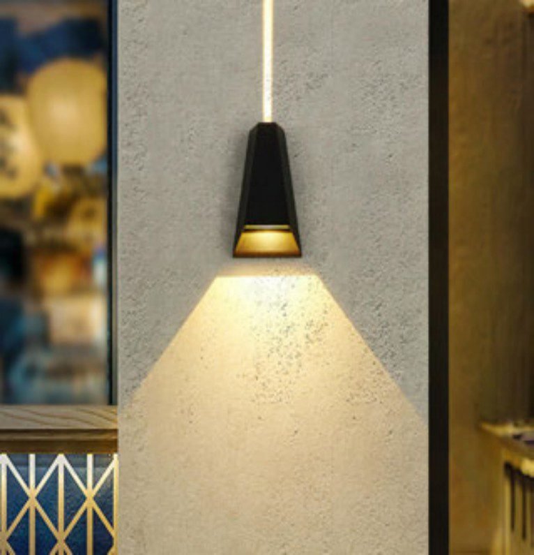 Conical Black Gold Outdoor Light