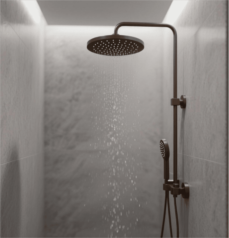 Bronze Retro Rain Shower Head displays classic design, bronze finish, adds nostalgic charm to bathrooms with its retro rainfall experience and timeless details.
