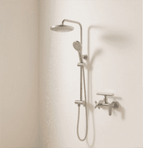 Silver Classic Rain Shower Head features polished design, silver finish, creates elegant ambiance in bathrooms with its luxurious rainfall and refined craftsmanship.