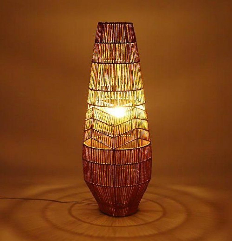 Brown Rattan Floor Lamp
