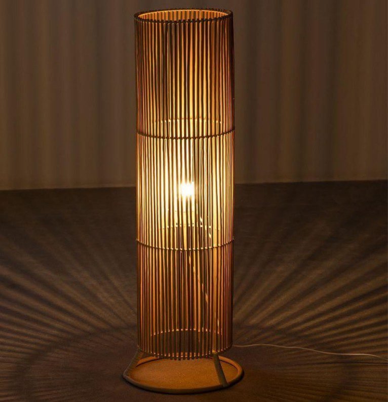 Cylindrical Rattan Floor Lamp