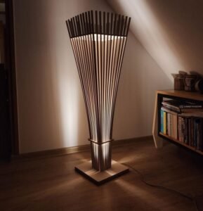 Cone-Shaped Rattan Floor Lamp