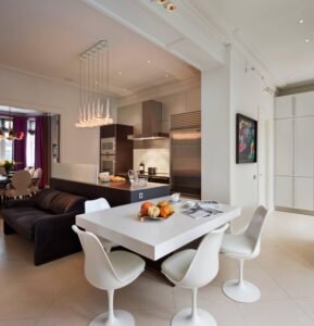 White Minimalist Swivel Dining Chairs display sleek design, clean lines, create chic ambiance in modern dining spaces with their swivel feature.