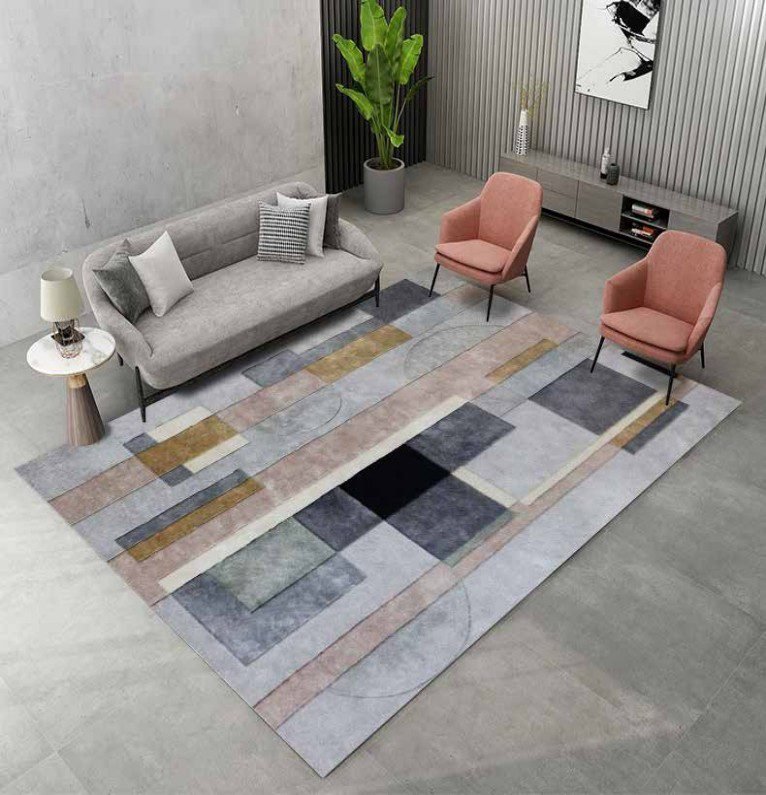 Geometric Color Block Woven Carpet