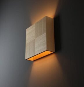 Wooden Square Warm Light Wall Lamp