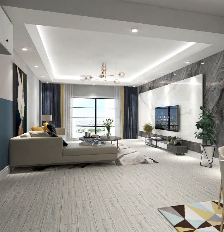 Modern Light Grey Wood Look Tile