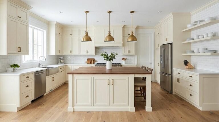 cream kitchen cabinet