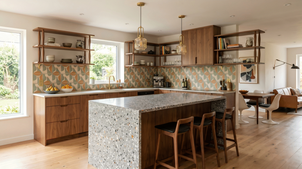 Close-up view of YoloDeco custom walnut wood veneer cabinets, showcasing the detailed edge banding process and durable matte finish in a well-lit residential interior.