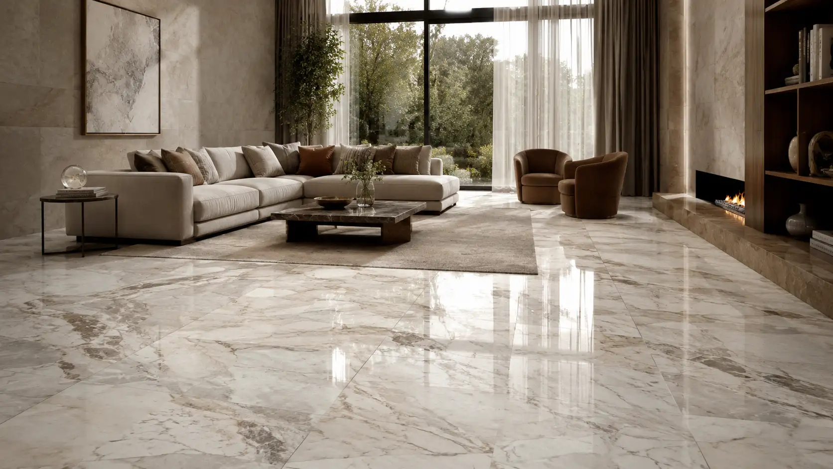 Stone living room flooring