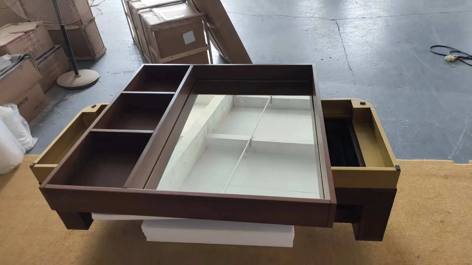 Coffee table finish and component inspection