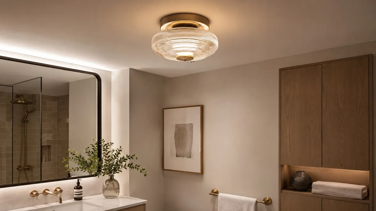 Ceiling light in an apartment bathroom