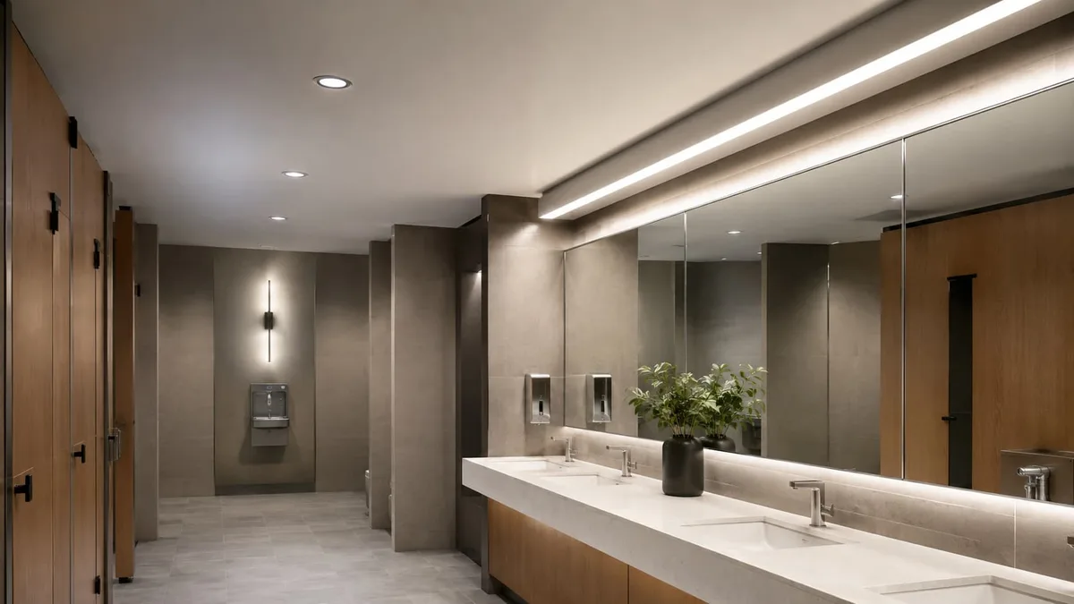 Lighting in a commercial restroom