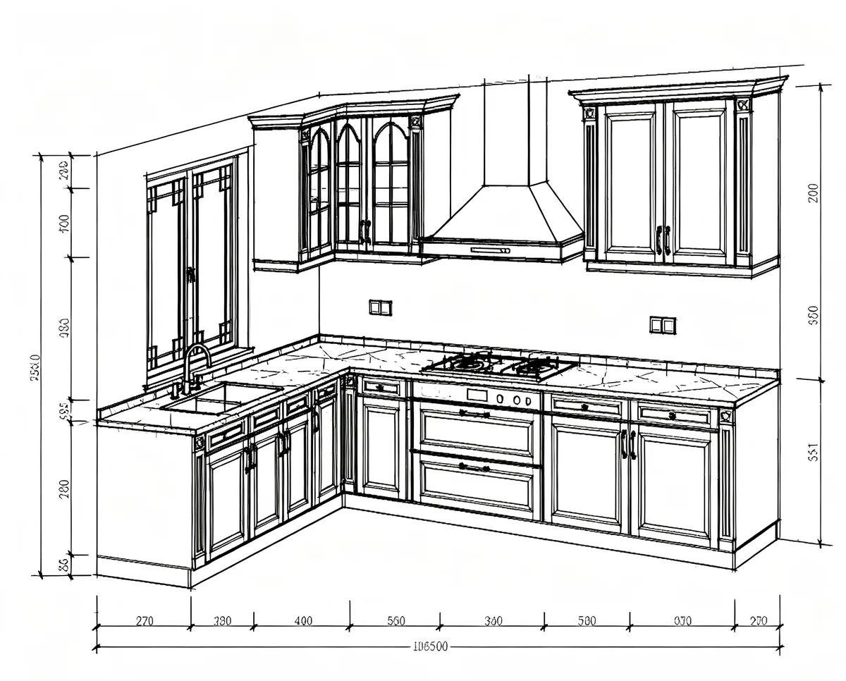 Custom kitchen cabinets in a villa kitchen