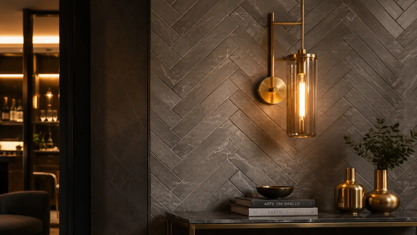 Herringbone tile layout