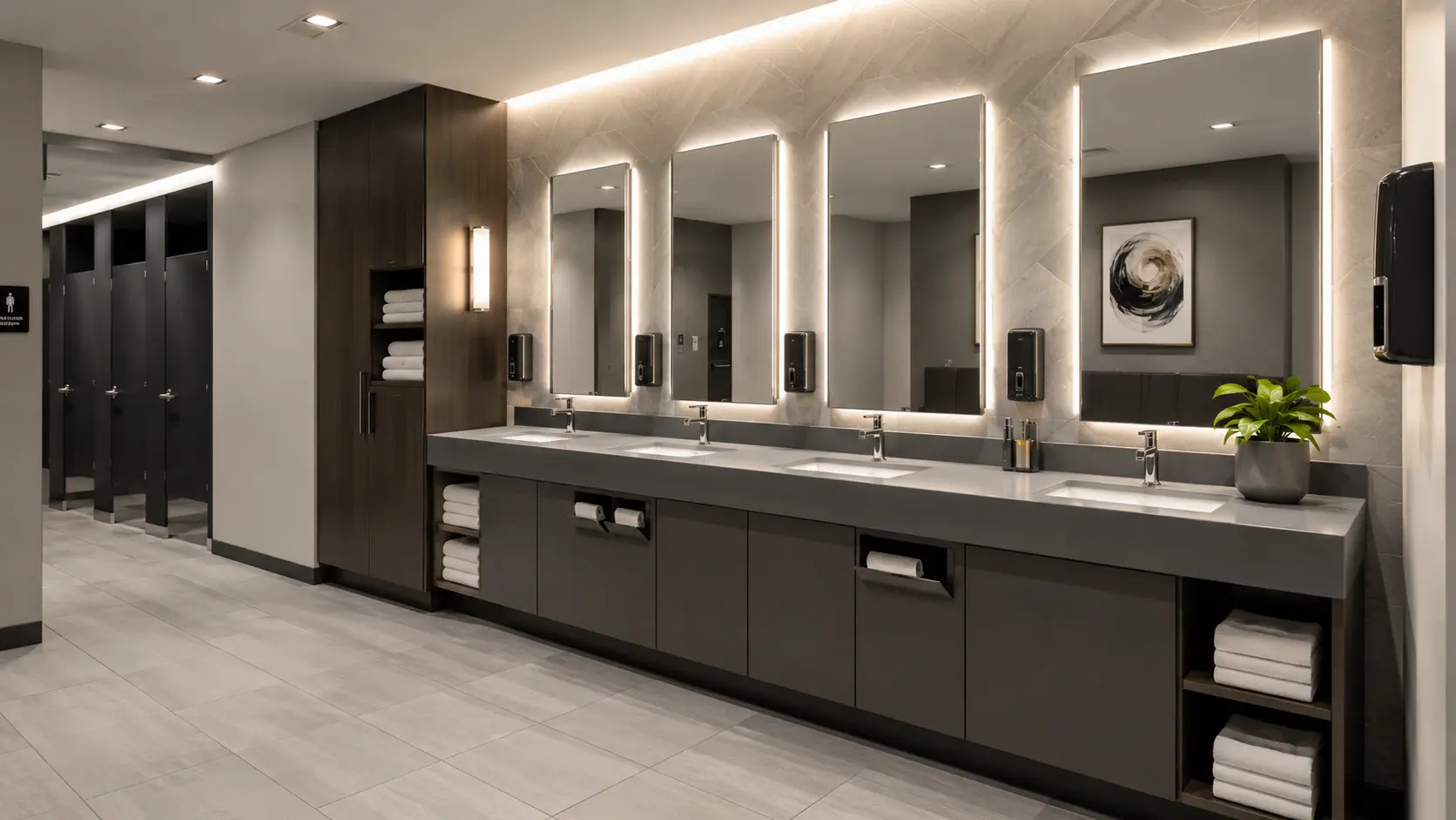 Commercial restroom fixtures