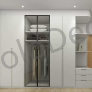 Custom fitted furniture creates a unified look.