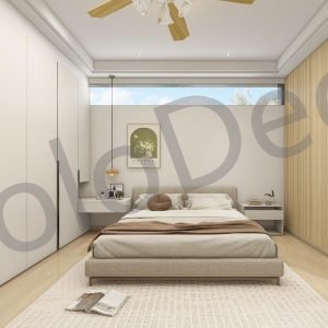 Custom fitted furniture creates a unified look.